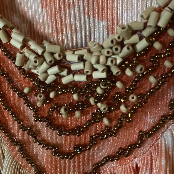 Essentials Silky Stretchy Pleated Embellished Short Sleeve Ombre Blouse - Picture 3 of 5